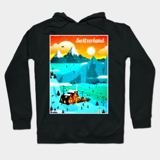 Switzerland Ski Resort Travel and Tourism Advertising Print Hoodie